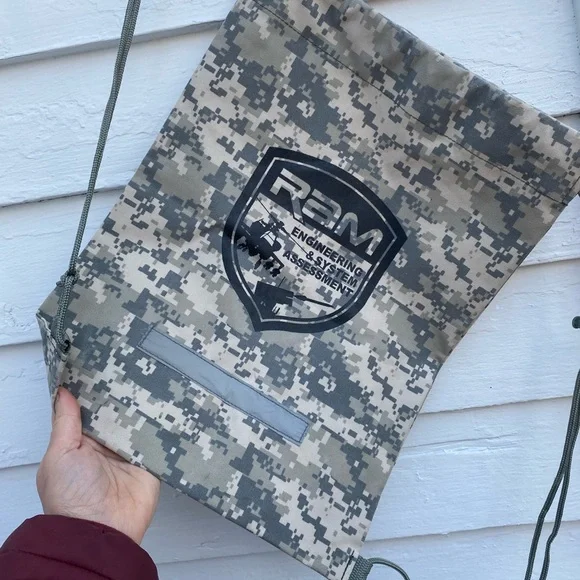 Digital Camouflage Drawstring Backpack Bag with Military Helicopter 🚁 - Picture 3 of 7